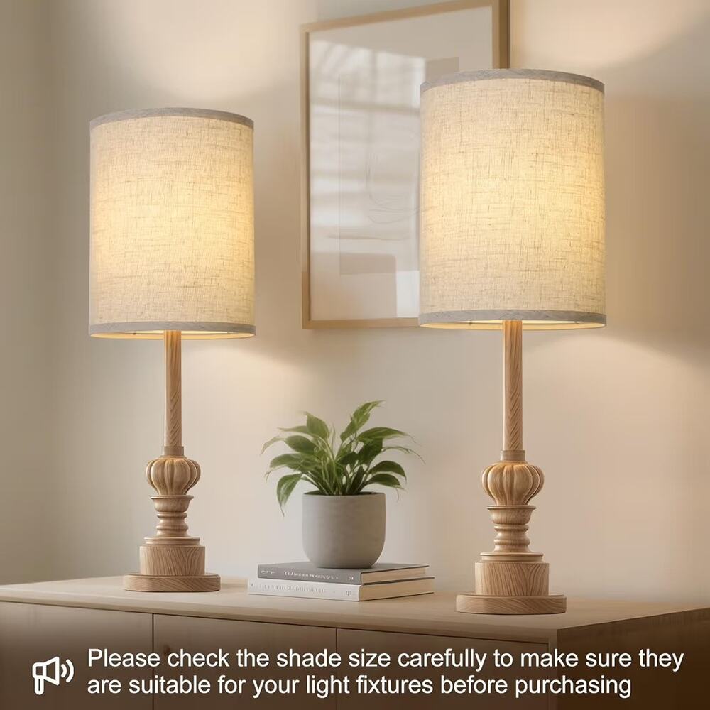 Set of 2 Tall Drum Lamp Shades 10”D x 13”H